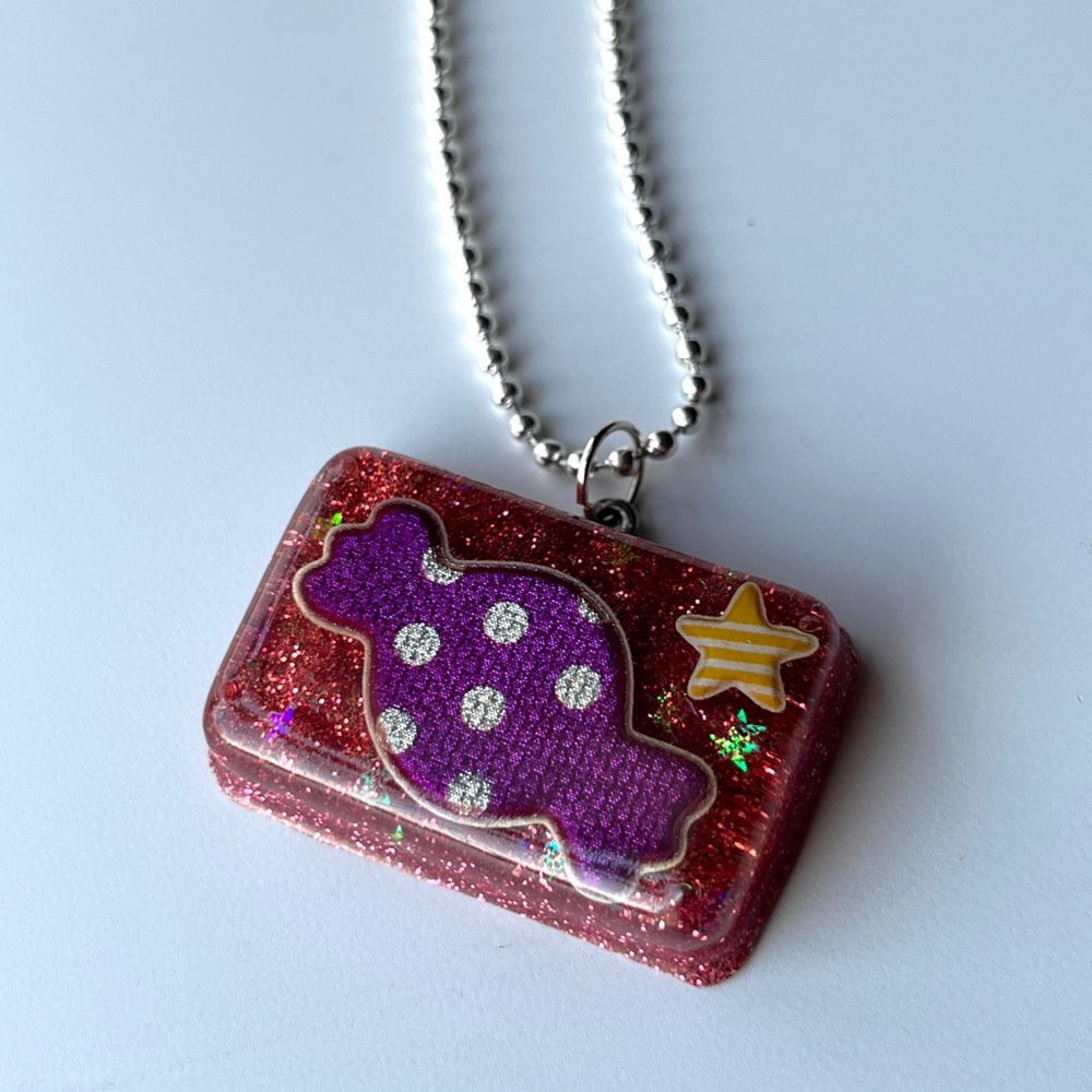 Glittery Red and Purple resin Candy Necklace